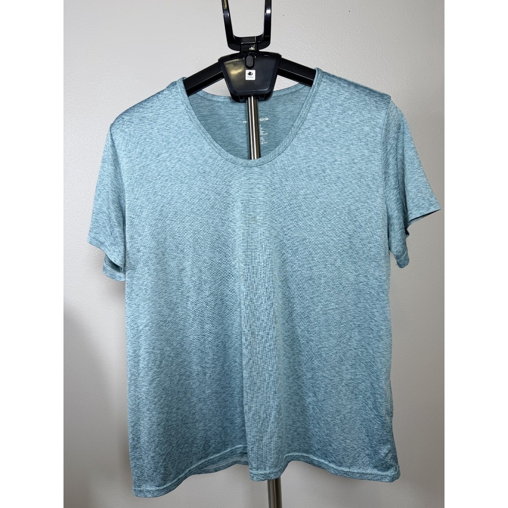 Real Essentials T Shirt Womens 2XL Blue Stretch Short‎ Sleeve Crew Neck Athletic